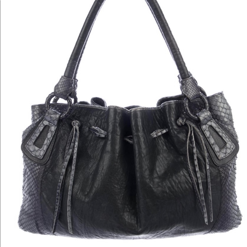 Carlos falchi handbag python trim